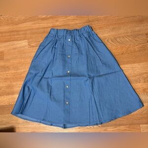 Blue Button-Front Women's Skirt